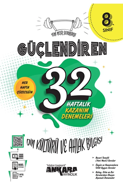 Ankara Yayıncılık 8. Sınıf Güçlendiren 32 Haftalık Din Kültürü ve Ahlak Bilgisi Kazanım Denemeleri