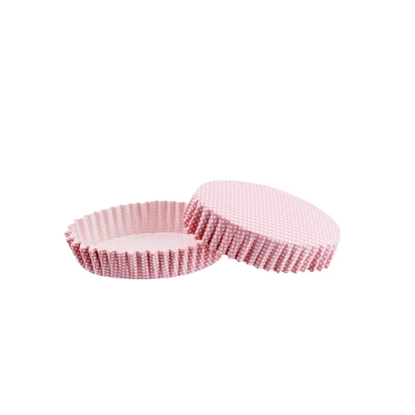 Cupcake Kalıbı Pet Kapsül Oval Model Kek Kalıbı (100 Adet) F11  Pembe Küçük Puanlı