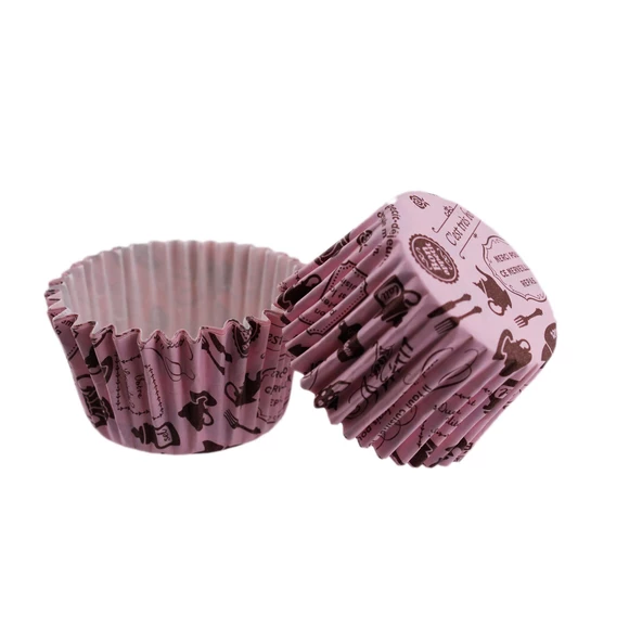 Cupcake Kalıbı Pet Kapsül  Kek Kalıbı 52X45 MM (100 Adet)  Mutfak Desenli