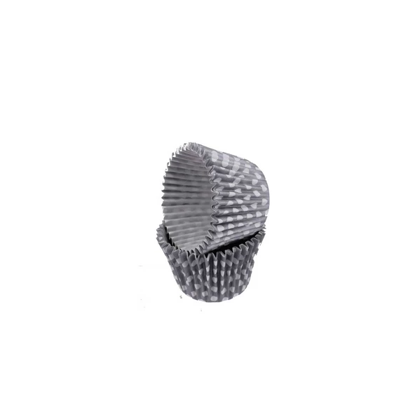 Cupcake Kalıbı Pet Kapsül Kek Kalıbı 48X34 MM (100 Adet)  Puantiyeli Gümüş