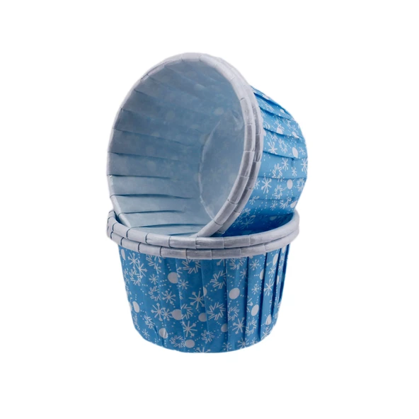 Cupcake Kalıbı Orta Boy 50*39 MM KAR DESENLİ (100 Adet)  Mavi