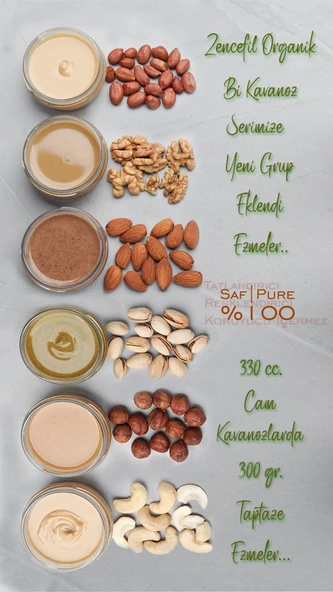 2 Çeşit Saf Ezme Kaju Ezmesi Yer Fıstığı Ezmesi Bi Kavanoz 330 cc. Cam Kavanozlarda Şeker İlavesiz - 4