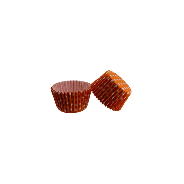 Kek Kalıbı Pet Kapsül 52X45 MM Kağıt Cupcake Kağıdı (100 Adet)  Puantiyeli Turuncu