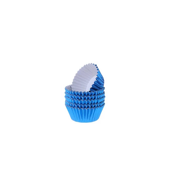 Metalik Folyo Cupcake Kalıbı Muffin Pet Kapsül No:1 (150 Adet)  Saks Mavi