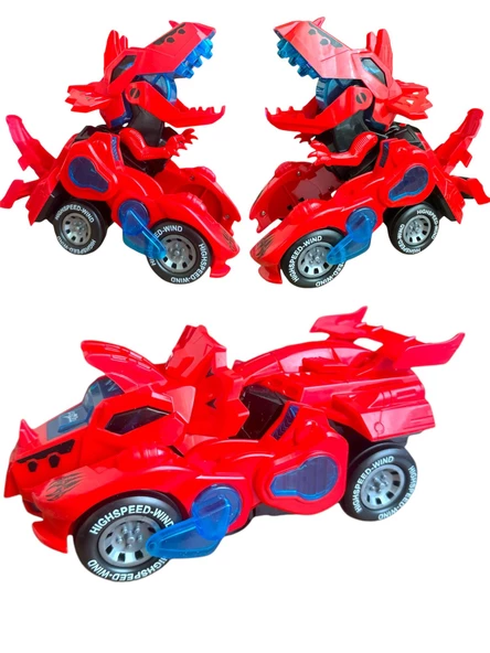 Trex Dinazor Figür Araba Sesli Işıklı Pilli Müzikli  Transformers Robot Dinozor 20Cm - 5
