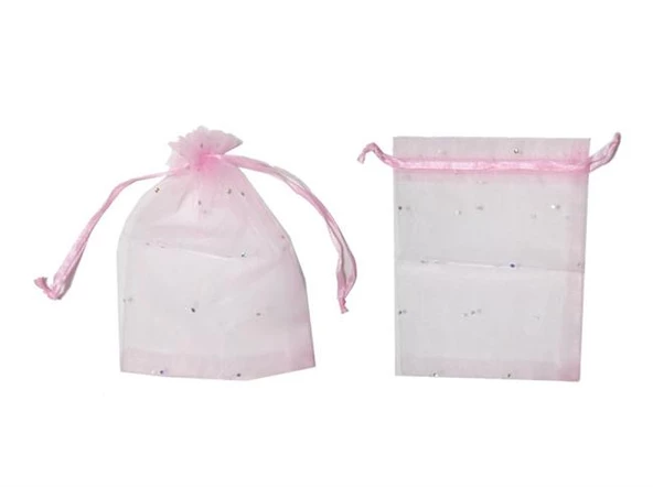 Kına Çerez Kesesi Taşlı 12X17 Cm  (50 Adet)  Pembe