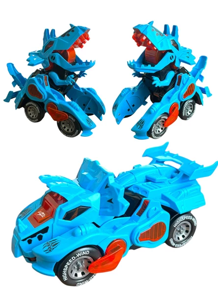 Trex Dinazor Figür Araba Sesli Işıklı Pilli Müzikli  Transformers Robot Dinozor 20Cm - 7