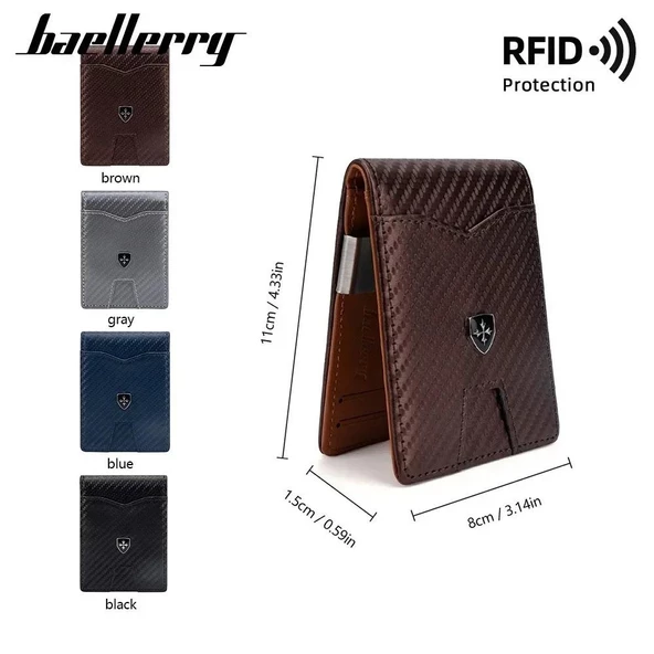Baellerry Minimalist RFID Koruma Çift Kat Deri Çoklu Kart Cüzdan Erkek Kartlık - 6