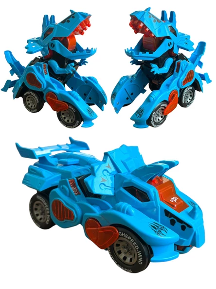 Trex Dinazor Figür Araba Sesli Işıklı Pilli Müzikli  Transformers Robot Dinozor 20Cm - 6