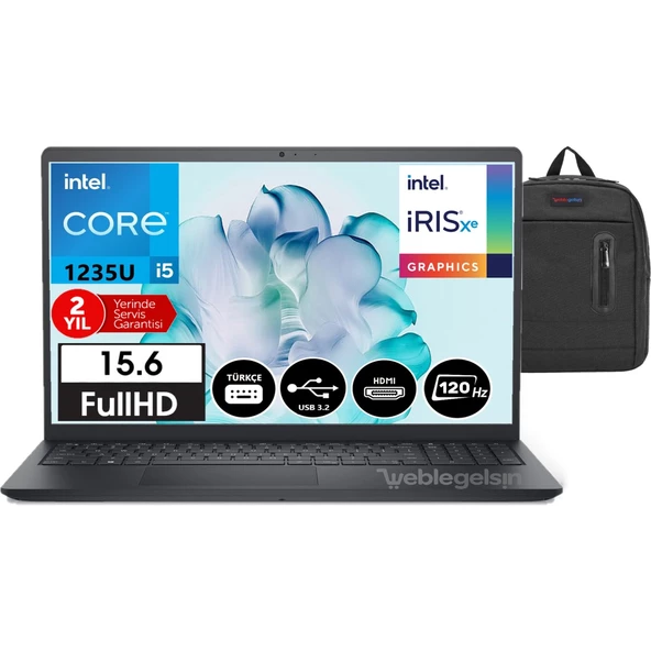 INSPIRON15 3520 Intel Core I5-1235U 8gb 512GB SSD 15,6" Fhd 120Hz WINDOWS11HOME Taşınabilir Bilgisayar INS35202405200918+WEBLEGELSINÇANTA