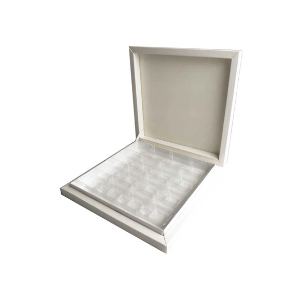 Karton Çikolata Kutusu 16&apos;lı Separatörlü 23.5 X 22.5 CM   Beyaz