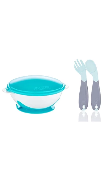 Babyjem Vakumlu Mama Tabağı Ve Açılı Çatal Kaşık Seti