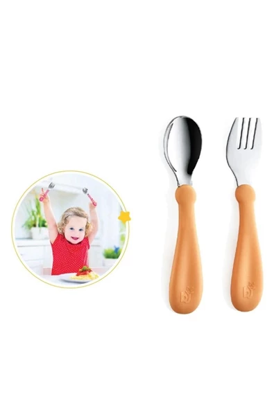 Babyjem Cam Rende + Dökülmeyen Tabak Turuncu + Paslanmaz Çelik Çatal Kaşık Seti Somon - Resim 4
