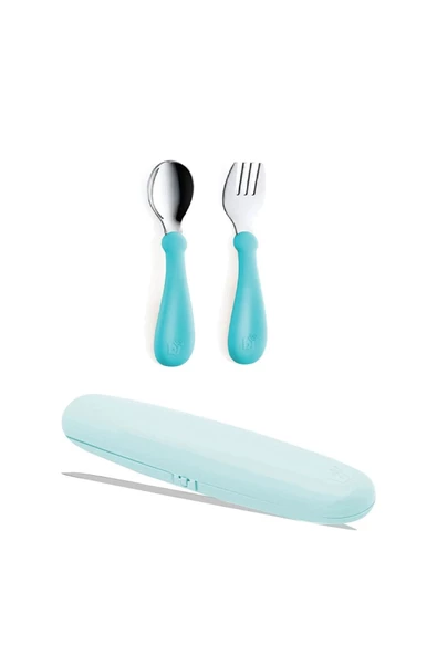 Babyjem Çatal Kaşık Saklama Kabı Yeşil + Paslanmaz Çelik Çatal Kaşık Seti Turkuaz - Resim 2