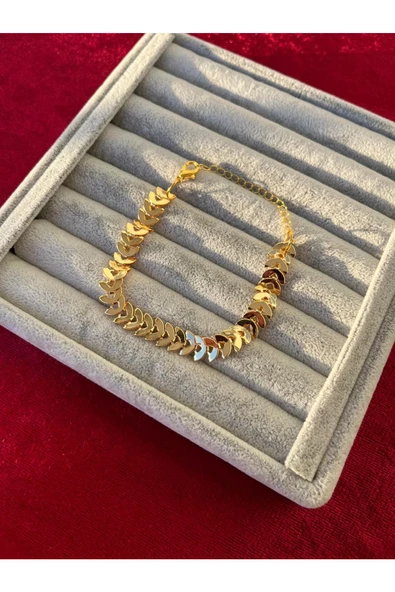 Ulaş Aksesuar Balık Kılçığı Yassı Gold Kaplama Künye Kılçık Kararmaz Paslanmaz Unisex Bileklik