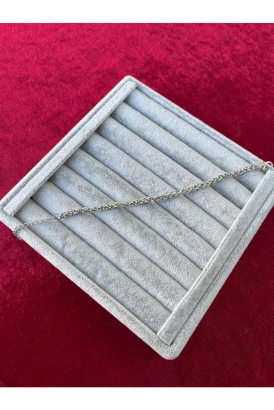Ulaş Aksesuar  Unisex Angelus Model 3mm Kalın Kararmaz Unisex Bileklik Gümüş Kaplama - 2