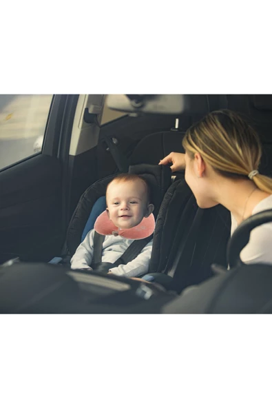 Babyjem Bebek Boyun Koruyucu Emniyet Kemeri + Yastık Oto Güvenlik Seti Pembe - Resim 3