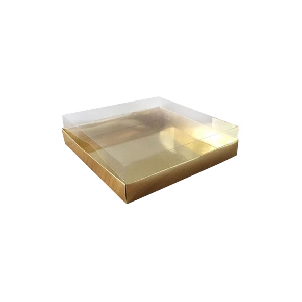 Asetat Kapaklı Karton Kutu Havlu Kutusu 20X20X5  CM (10 Adet)  Gold