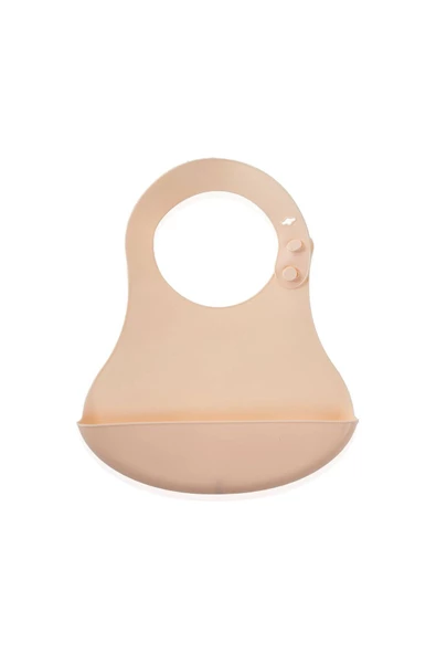 Babyjem Silikon Beslenme Seti Ekru - Bpa Içermeyen Silikon Önlük & Tabak & Bardak & Kaşık - Resim 4