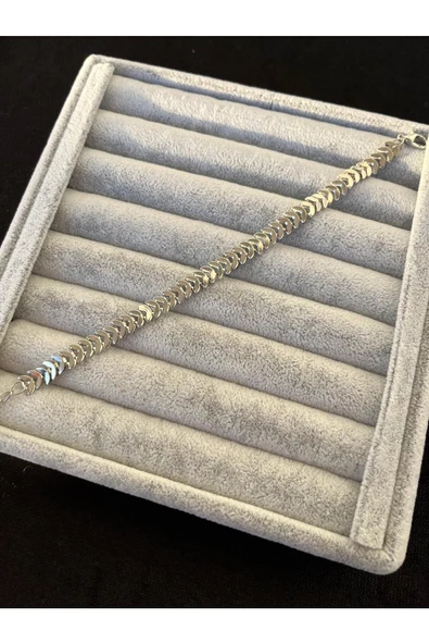 Ulaş Aksesuar  Balık Kılçığı Yassı Gümüş Renk Künye Kılçık Kararmaz Paslanmaz Unisex Bileklik - 2