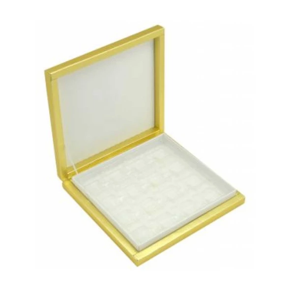 Karton Çikolata Kutusu 9 lu Separatörlü 18X19 CM  Altın