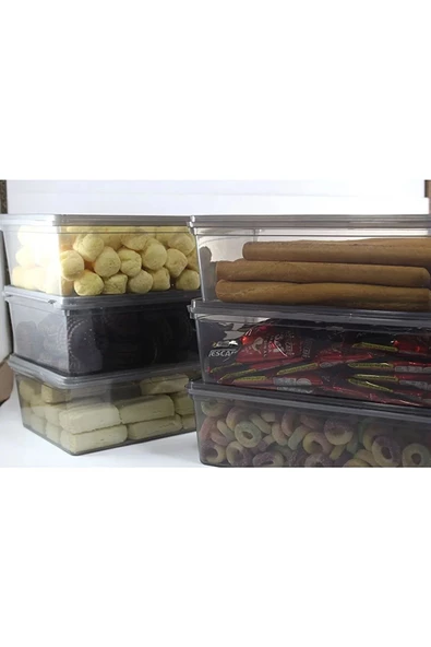 SUPERCUPP Plastik Kapaklı Kilitli - Gri Saklama Kabı 10 Adet 2 Lt & 10 Adet 1 Lt - 4