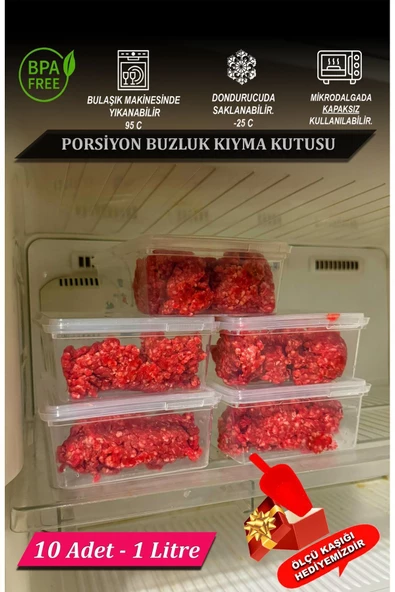 SUPERCUPP Plastik Kapaklı Saklama Kabı Derindondurucu & Buzdolabı Düzenleyici 1 Litre 10 Adet - 2