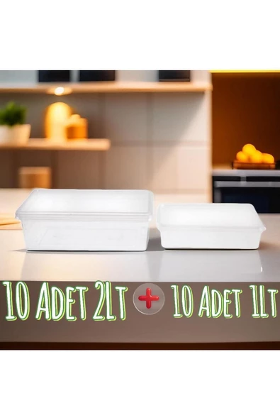 SUPERCUPP Kendinden Kapaklı Saklama Kabı Derindondurucu&buzdolabı Düzenleyici 1litre&2litre Toplam 20adet - 4