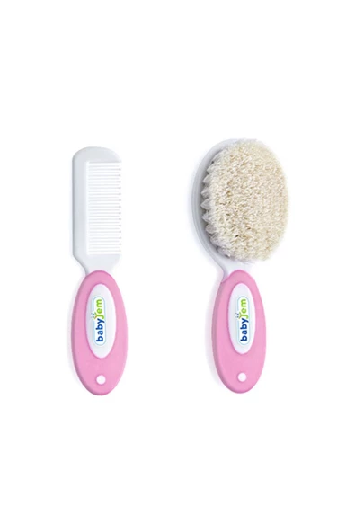 Babyjem 2'li Bebek Bakım Seti - Fırça Tarak + Çıt Çıt Tırnak Makası - Pembe - 3