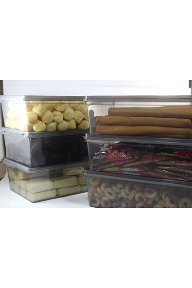 SUPERCUPP Plastik Kapaklı Kilitli - Gri Saklama Kabı 10 Adet 2 Lt & 10 Adet 1 Lt - 4