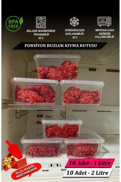 SUPERCUPP Kendinden Kapaklı Saklama Kabı Derindondurucu&buzdolabı Düzenleyici 1litre&2litre Toplam 20adet - 2