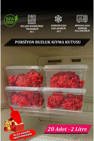 SUPERCUPP Plastik Kilitli- Kapaklı Saklama Kabı Derindondurucu&buzdolabı Düzenleyici 2 Litre - 20 Adet - 2