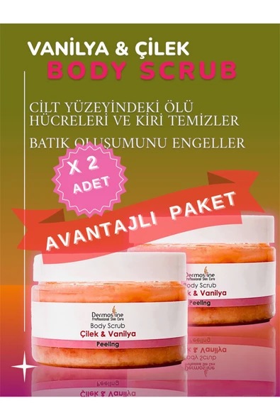 Dermosline  2'li Çilek & Vanilya Body Scrub Vücut Peelingi 250 Ml