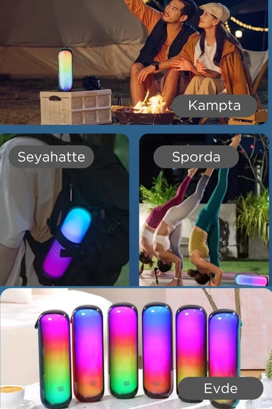 IPX7 Kablosuz Hoparlör Rgb Aydınlatmalı Fm Radyo Taşınabilir Bluetooth Hoparlör - 11