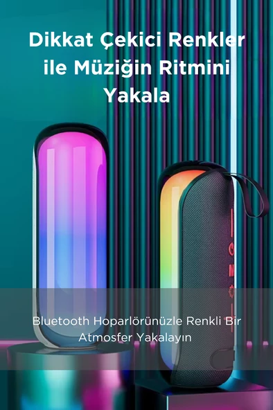 IPX7 Kablosuz Hoparlör Rgb Aydınlatmalı Fm Radyo Taşınabilir Bluetooth Hoparlör - 4