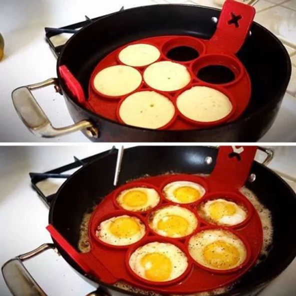 Silikon Pancake Kalıbı Ve Pankek Pişirme Kalıbı Krep Kalıbı 7 li - 3