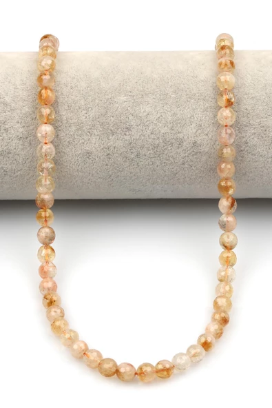 Sitrin Doğal Taş Dizi 6 mm Fasetli Küre Kesim - Resim 2