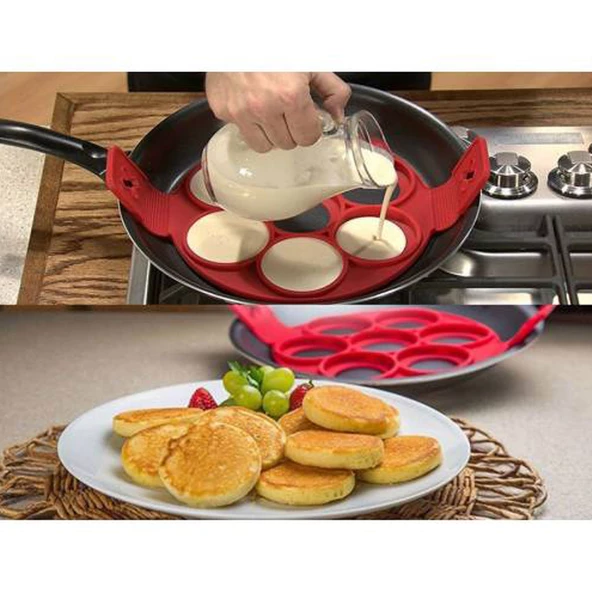 Silikon Pancake Kalıbı Ve Pankek Pişirme Kalıbı Krep Kalıbı 7 li - 4