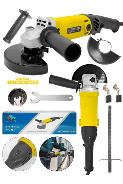 DAFLONG Avuç Içi Taşlama Makinası 6 Kademeli Uzun Kuyruk Devir Ayarlı 125 Mm-SARI - 2