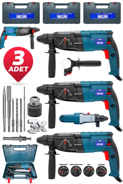 DAFLONG AVANTAJLI SET 3X DAFLONG Metal Şanzıman Kırıcı Delici Darbeli Matkap 2-28mm Hilti