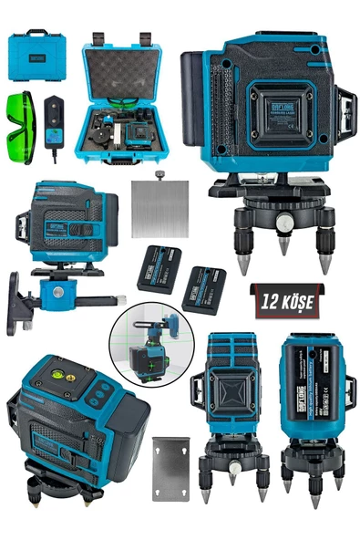 DAFLONG 12 Köşe 360 Derece Yatay Dikey Çapraz Kumandalı Ve Çantalı Lazer Metre Hizalama - 2