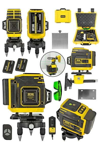 DAFLONG 12 Köşe 360 Derece Yatay Dikey Çapraz Kumandalı Ve Çantalı Lazer Metre Hizalama