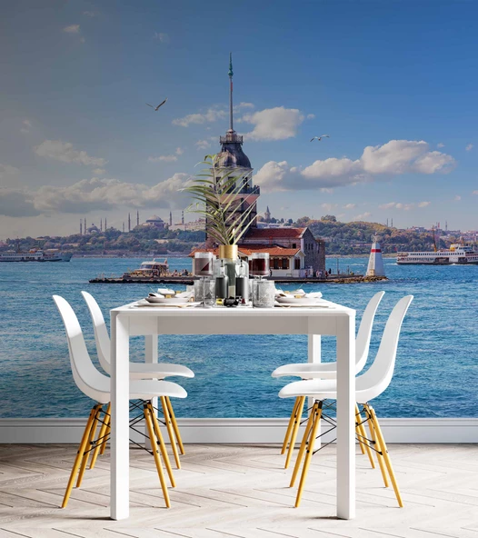 İstanbul Kız Kulesi Manzaralı Duvar Kağıdı - Resim 4