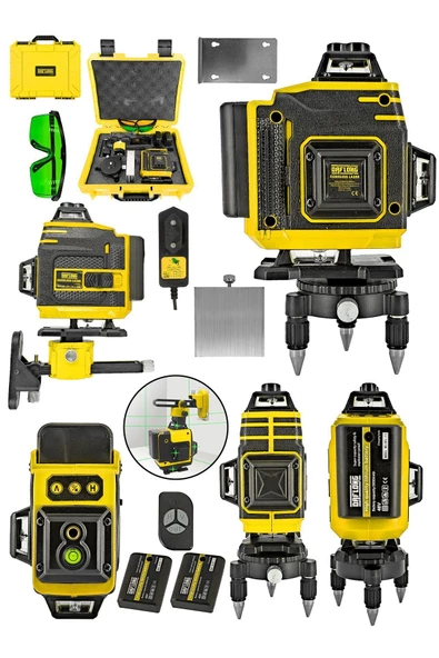 DAFLONG Şarjlı Çift Akülü Profesyonel 4 Köşe 4×360 16 Satır Yeşil Çizgi Lazer Hizalama - 2