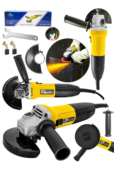 DAFLONG Avuç Içi Taşlama Makinası Yandan Tetikli 115mm-sarı - 2