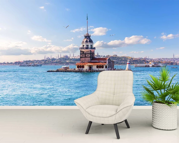 İstanbul Kız Kulesi Manzaralı Duvar Kağıdı - Resim 5