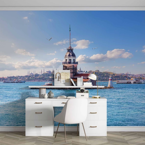 İstanbul Kız Kulesi Manzaralı Duvar Kağıdı - Resim 3