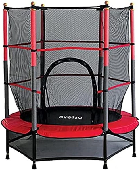 Avessa Fileli KorumalI Trampolin 55" (140 Cm) Siyah - Kırmızı