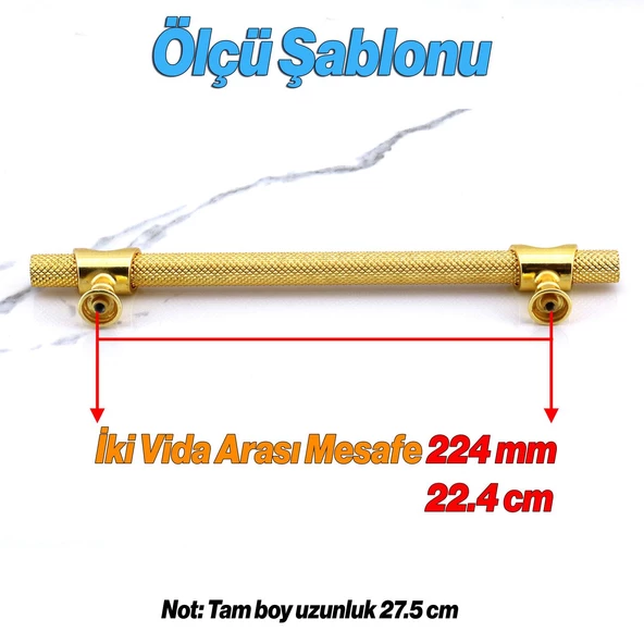 Arsin Gold Altın Metal Kulp 224 mm Mobilya Çekmece Mutfak Dolabı Dolap Kulpları Kulpu Kulpları - Resim 2