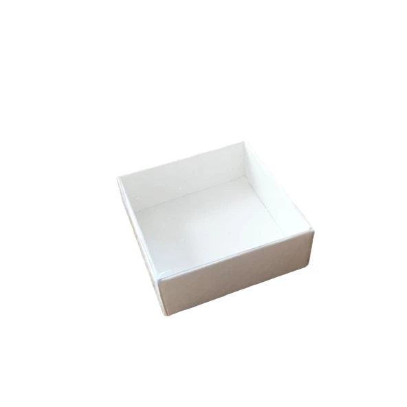Asetat Kapaklı Karton Kutu 6X6X2.5 CM (50 Adet)  Beyaz